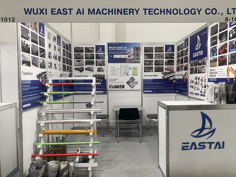 EASTAI international trade show booth highlighting hydraulic products